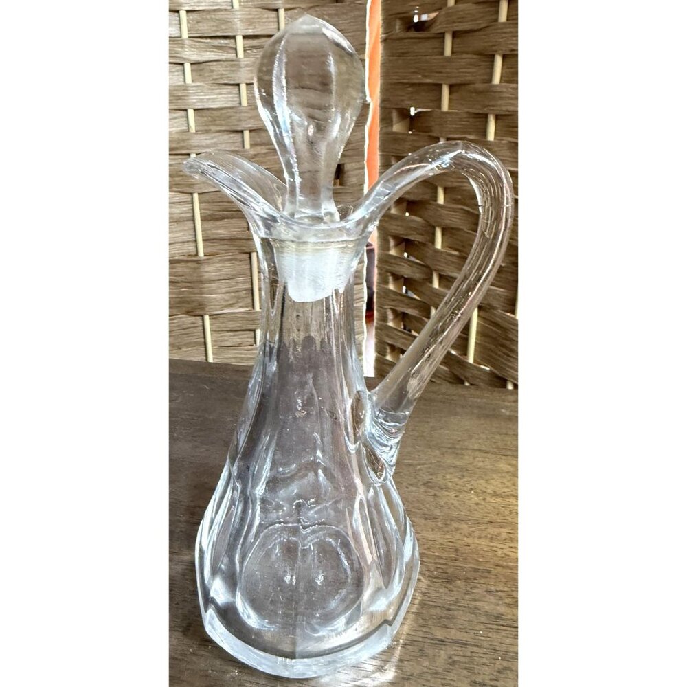 Vintage Glass Cruet With Stopper For Oil & Vinegar